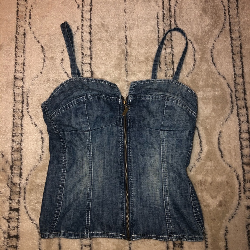Denim zip up top